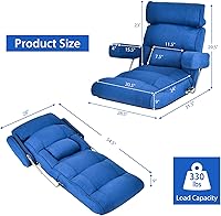 Vista 3 de KOMFOTT Sofá plegable ajustable, tumbona tapizada para interiores con reposacabezas ajustable de 6 posiciones, soporte lumbar, asiento extendido
