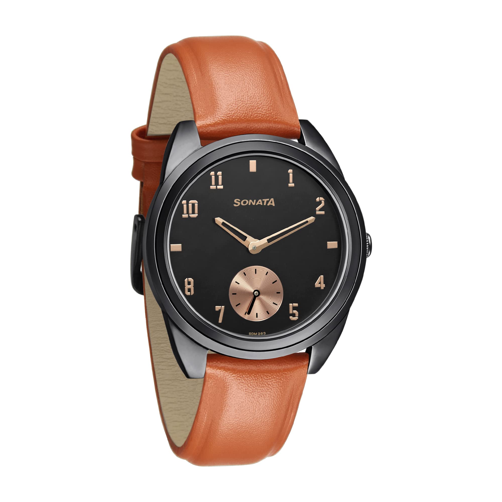 Sonata Women of Steel Black Dial Leather Strap Watch for Women-8182NL01 (B09YS46VRN) Amazon Price History, Amazon Price Tracker