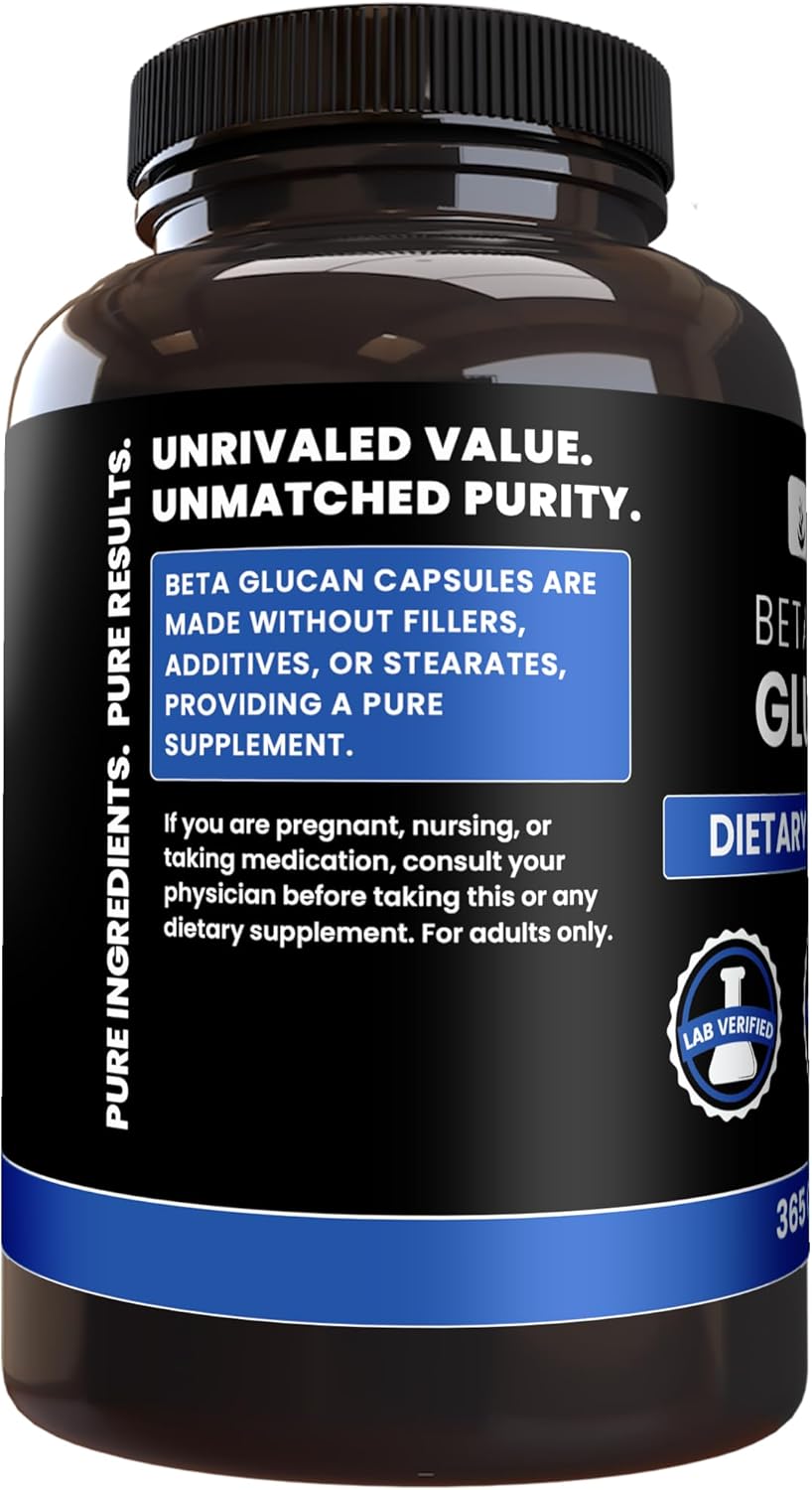 PURE ORIGINAL INGREDIENTS Beta Glucan 1,3/1,6, (365 Capsules) No Magnesium Or Rice Fillers, Always Pure, Lab Verified