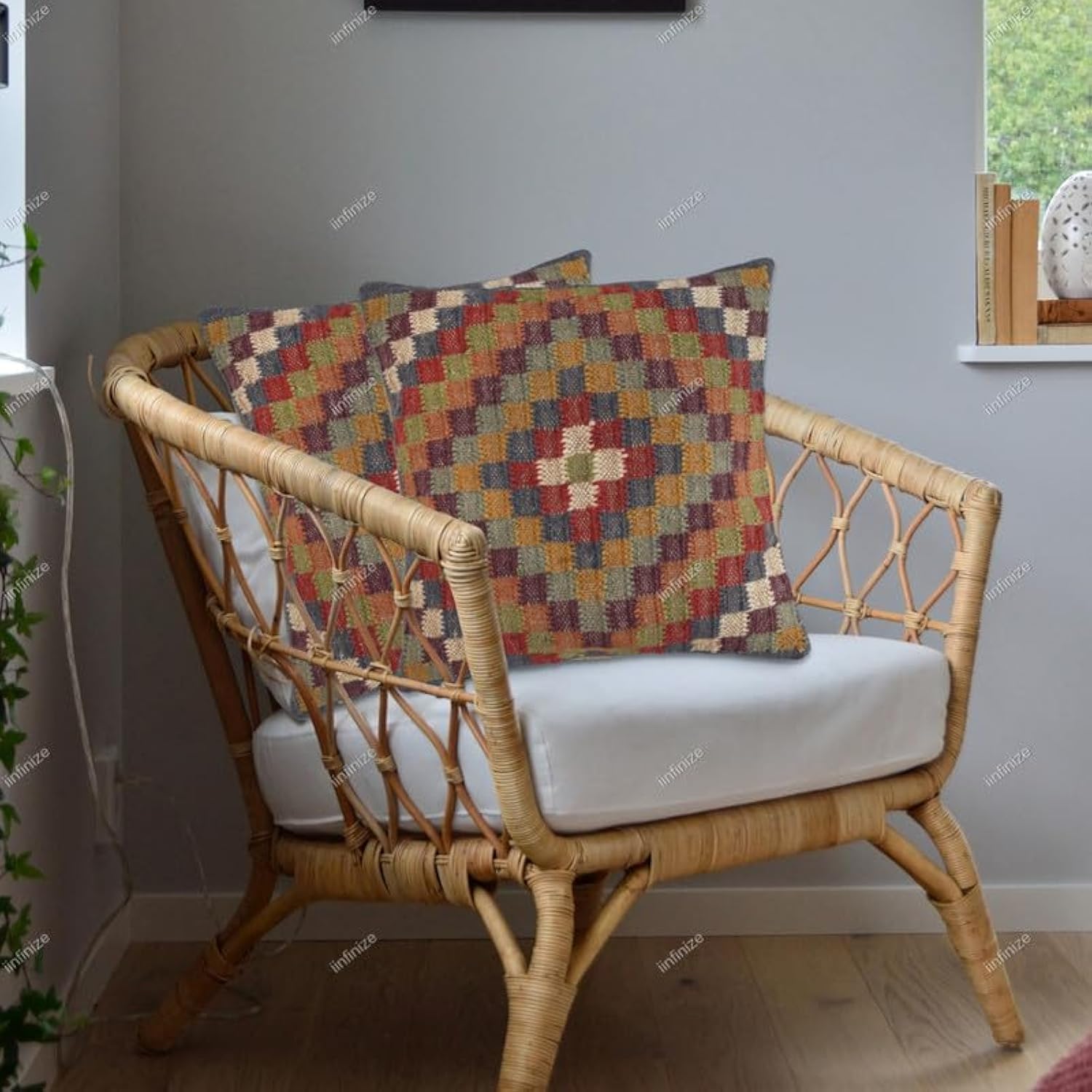 Housses de coussin en laine de jute 45x45 cm tissées main lot de 2