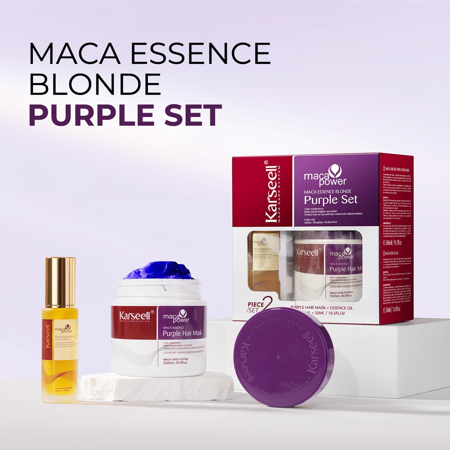 Karseell Purple Hair Mask with Hair Oil Moroccan Argan Oil Set - Image 2