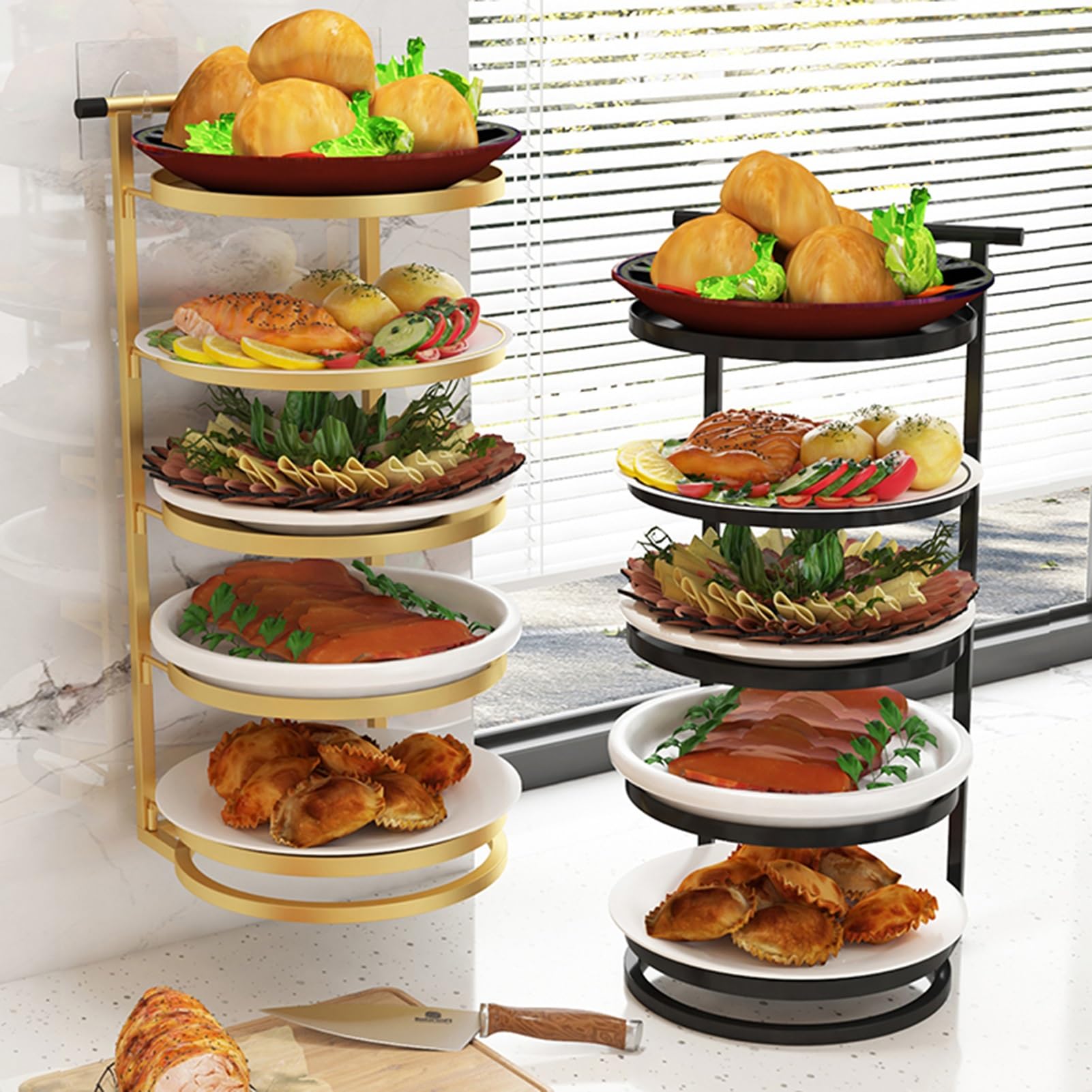 Estante De Almacenamiento De Alimentos De Varios Niveles, Bandeja De Clasificación De Alimentos De Pared(White,5 Tier)
