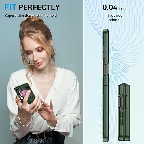 Miniatura 6 de Vizvera Funda delgada para Samsung Galaxy Z Flip 5 con protector de pantalla, HD Clearly Flip Z 5, antiarañazos, a prueba de golpes, funda
