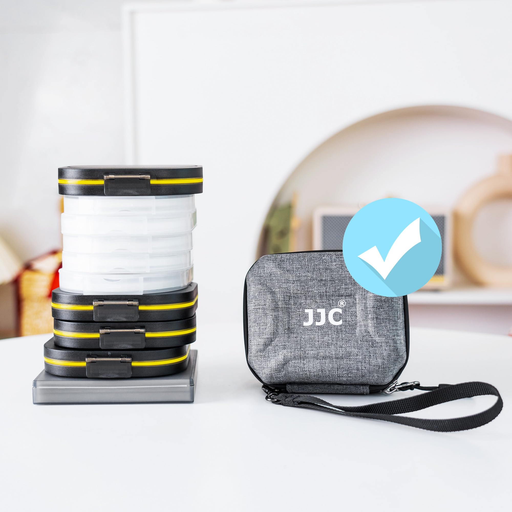 JJC Custodia rigida per 10 filtri, diametro ≤ 67 mm, antipolvere e impermeabile, per filtro ND UV CPL, con cinghia da polso + panno di pulizia