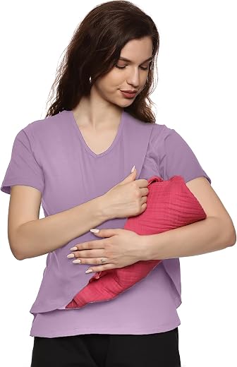 KIKWIT Maternity Feeding Tops Without Zip for Women, Feeding Coverup Pregnancy Tshirt,Feeding T-Shirt for Easy Nursing &amp; B...
