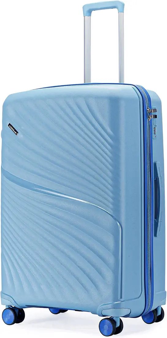Meridian Medium Check-In Suitcase 65cm 24 inch Polypropylene Hard Trolley, 8 Spinner Wheels, 2-Pocket Convipack,Recessed Number Lock for Men & Women Twilight Sea Blue/Galaxy Blue