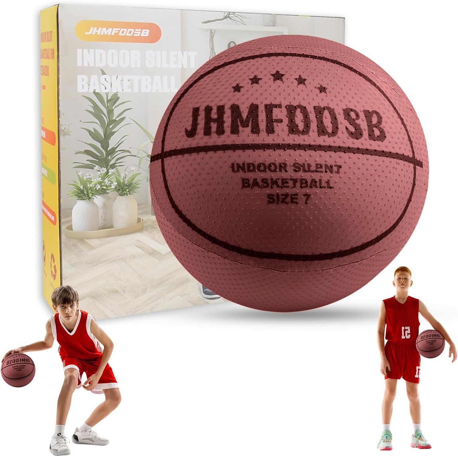 Silent Basketball Size 7-29.5 '', Ultra-Quiet and Durable Fabric Cover Indoor Foam Training Ball for Noise-Free Dribbling & Shooting, Pro PU Soft Basketball with Real Feel, Higher Bounce
