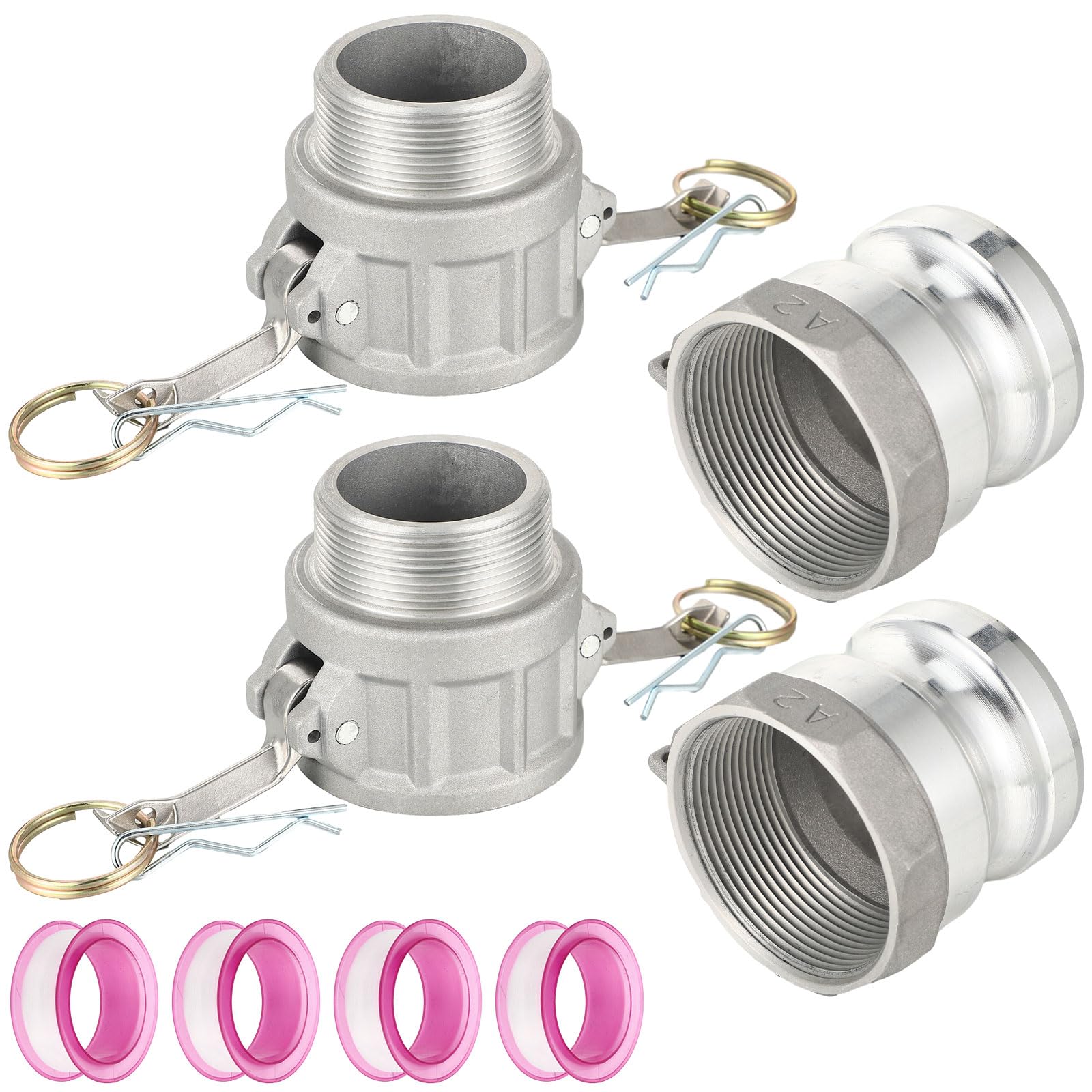 Hicarer 2 accesorios de manguera de ranura de leva tipo B Npt Global y 2 accesorios de bloqueo de leva de aluminio tipo F Npt para agricultura industrial (2 pulgadas)