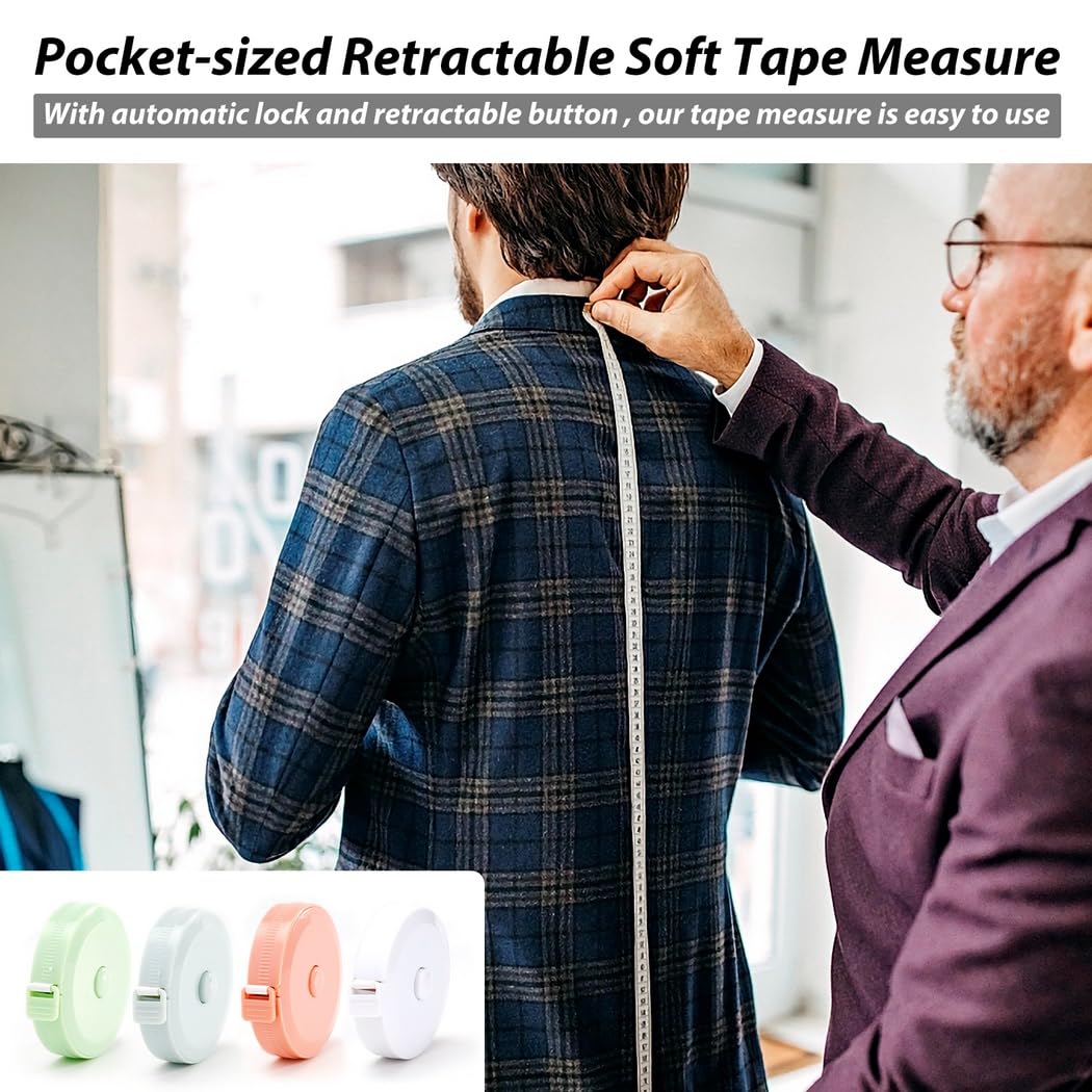 Juego de cintas métricas de 60 pulgadas y 1,5 metros, 40 unidades de bolsillo suave retráctil, cinta métrica para sastrería, costura imperial y corporal, manualidades, cinta métrica