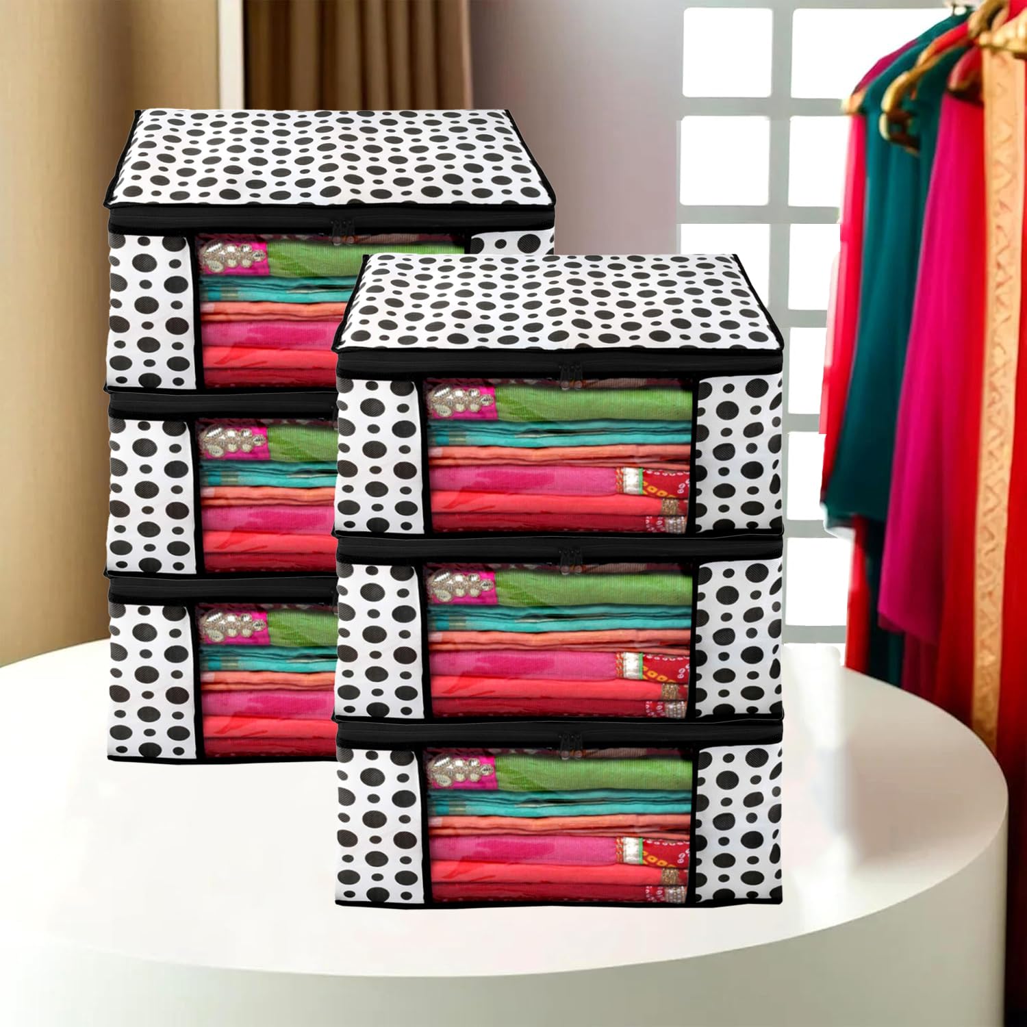 SHAPING FABRIC Garment Cover Non-Woven 90 GSM with Transparent Window & Double Metal Zipper – Pack of 6 | Dustproof Clothes Storage Bag for Sarees, Suits, Jackets, Shirts SBXLRL152493517524148525580-image-27