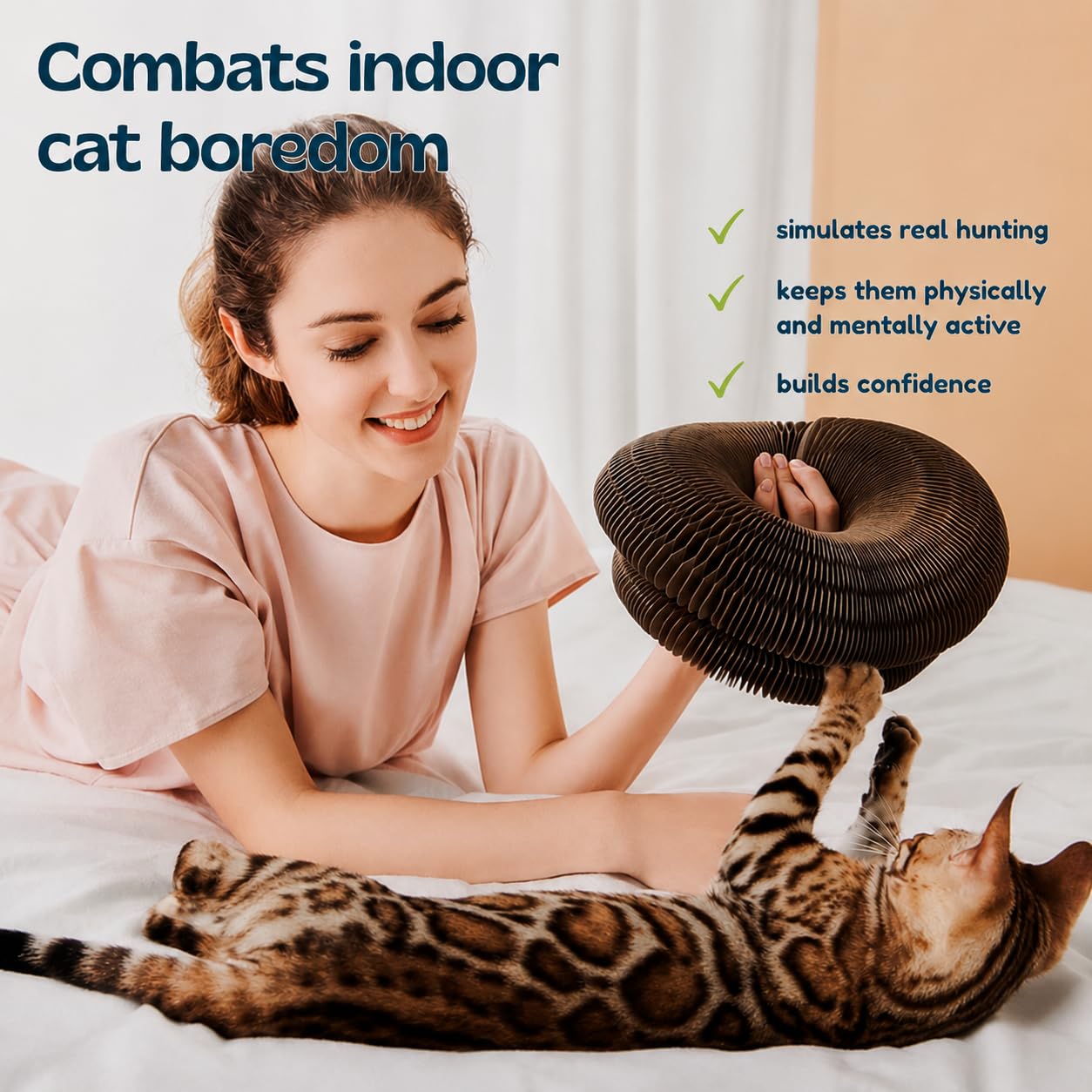 Rizos Bestfriend Juguete Rascador Interactivo para Gatos - El último Ejercicio Mental y físico Interactivo para Gatos de Interior (Pack de 2)