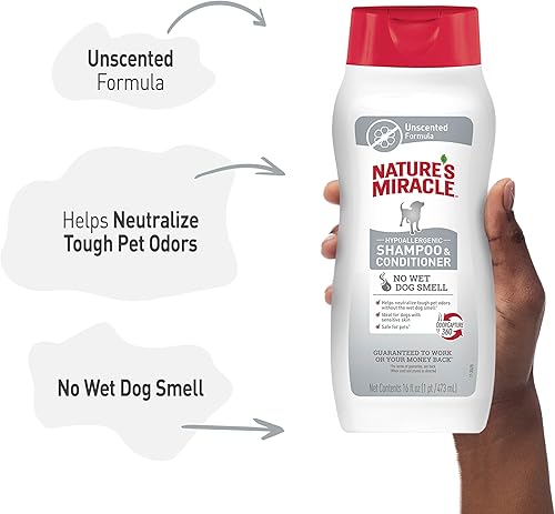 Vista 7 de Nature's Miracle Champú y acondicionador hipoalergénico para perros, 16 onzas, sin perfume