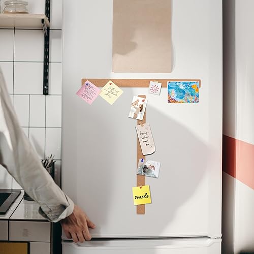 Miniatura 4 de Paquete de 8 tiras pequeñas de corcho, tiras de corcho, tiras de barra de anuncios para paredes, tablero adhesivo para aula, notas, oficina, hogar,