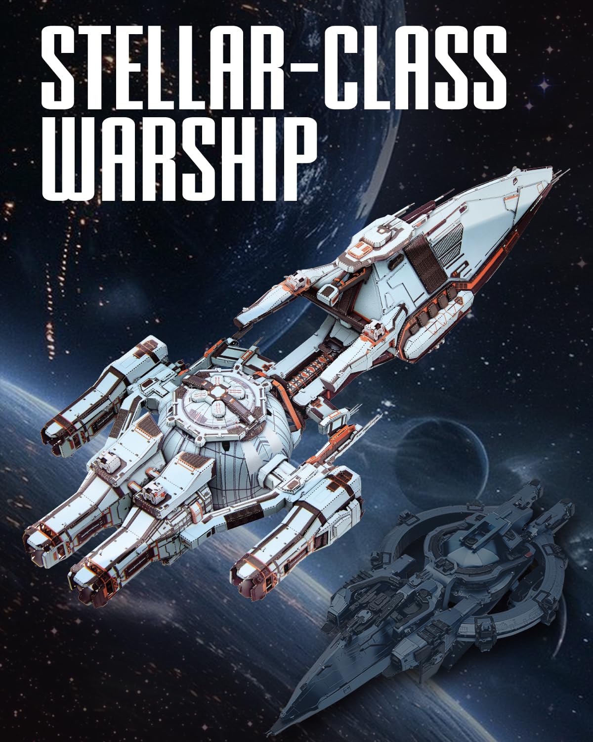 Piececool 3D Puzzle Metall Raumschiff Blauer Raum, Dreikörperproblem Weltraumkampfschiff Handwerk Modellbausätze für 340 Edelstahl, 3D Puzzles Modellbausatz Erwachsene, Geschenk, Dekoration, 259 Teile
