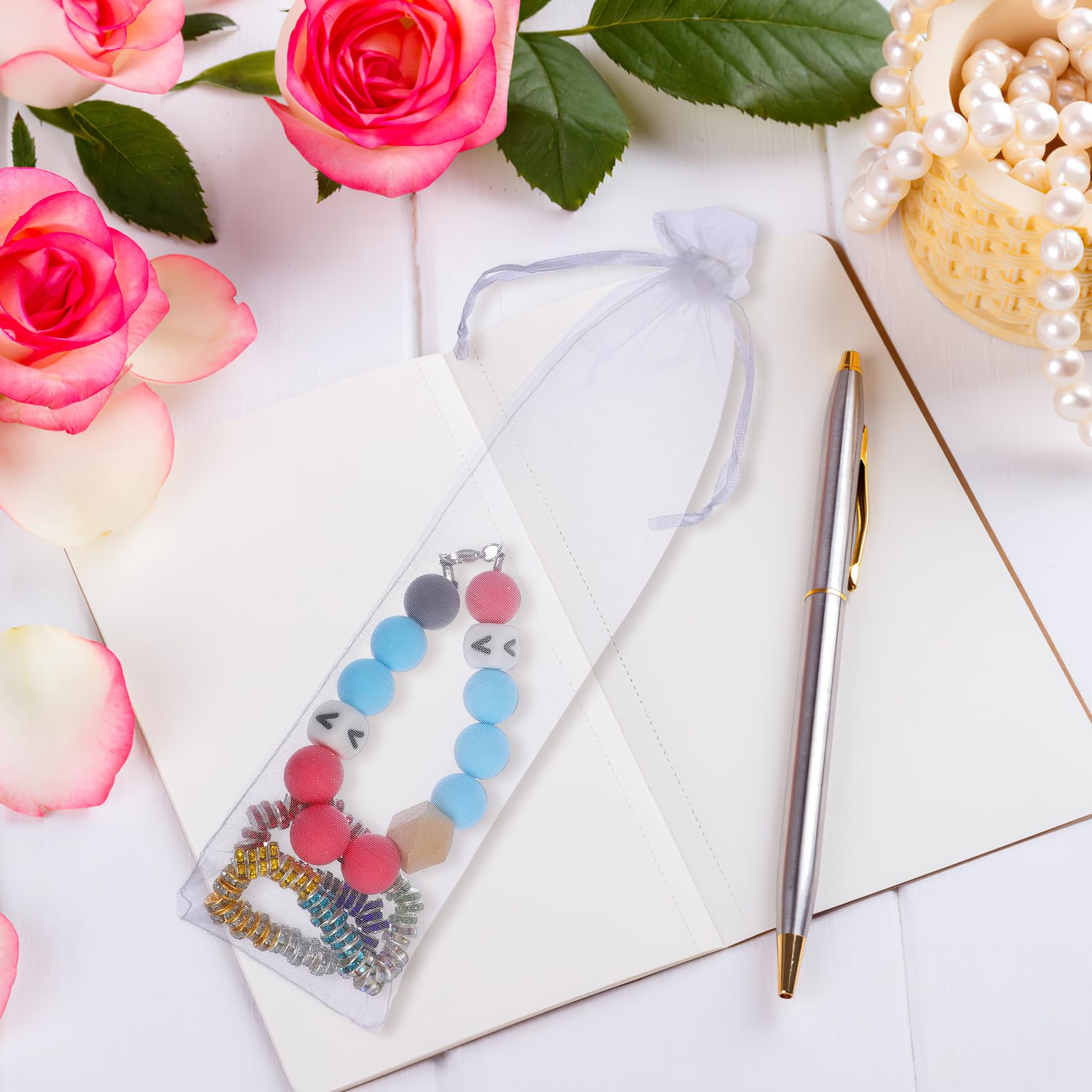 50 sacchetti per ventaglio a mano sacchetti in organza con coulisse borsa pieghevole per piccoli sacchetti di chiffon per dolci sacchetti regalo trasparenti per caramelle gioielli