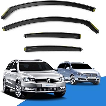 EdgeVisors Wind Deflectors for Volkswagen VW Passat B6 B7 5 Door Estate 2005-2014 4pc Set | In-Channel Rain Guards & Accessories