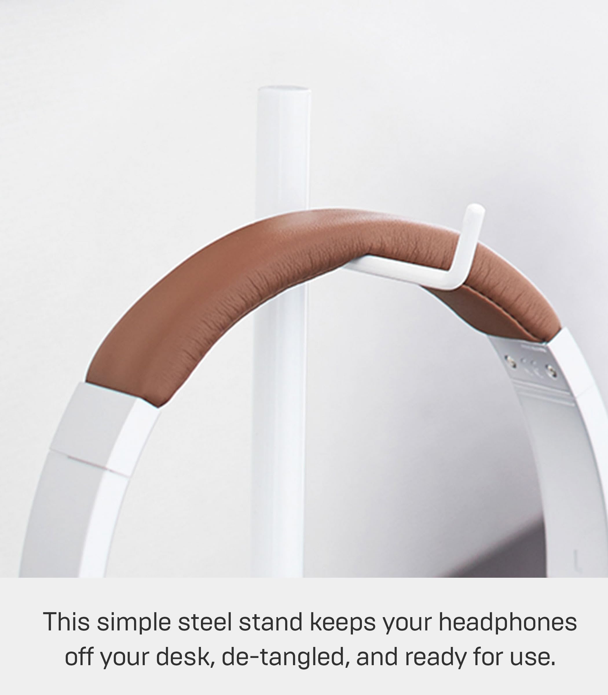 YAMAZAKI 2291 BAUTES Headphone Stand, White, Steel, 13 x 13 x 28 cm