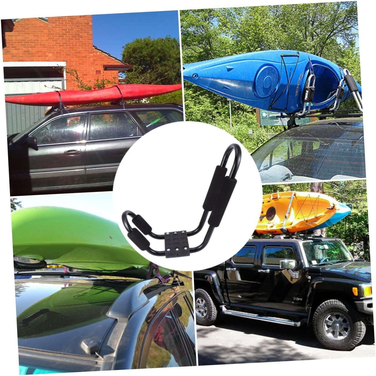 TOYANDONA 2pcs Kayak Roof Rack J-Shaped Detachable Canoe Carrier for SUV Car Luggage Rack Crossbar Mount Outdoor Water Sports Transport