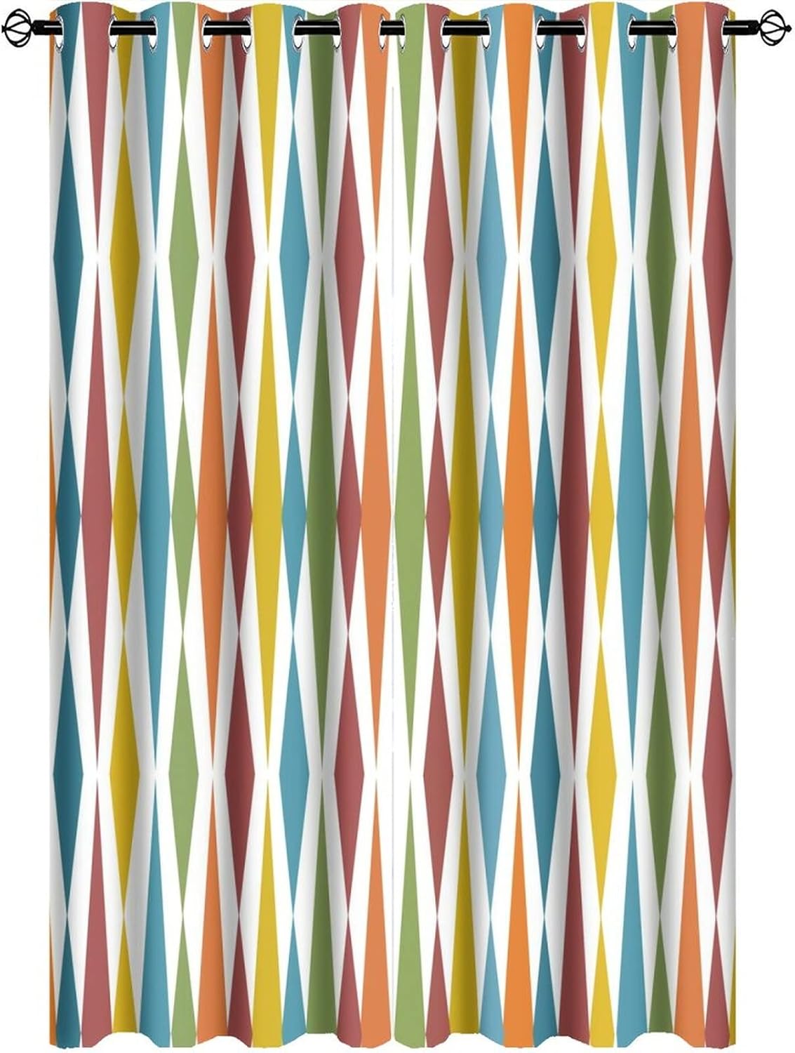 Retro Mid Century Blackout Curtains for Bedroom,Abstract Modern Geometric Mid Century Colorful Rainbow Grommet Thermal Insulated Room Darkening Curtains Window Treatments 2 Panels 63L x 21W
