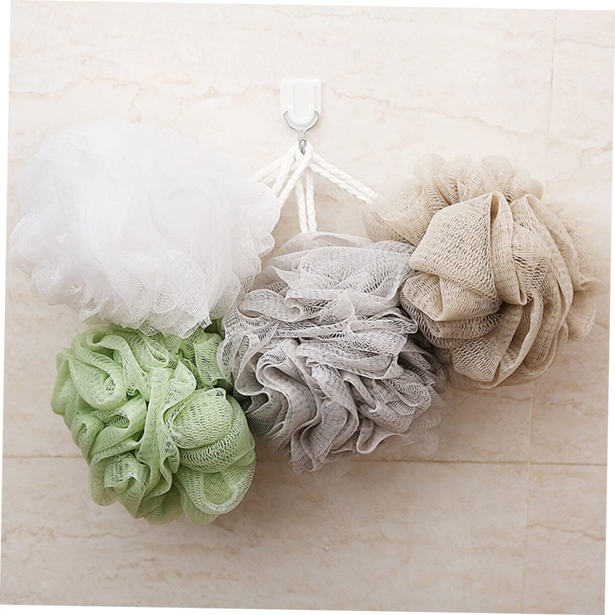 Alipis 8pezzi Palla Da Doccia in Pe Resistente Scrub Esfoliante Per Corpo Accessori Bagno Design Cordino Bianco Grigio Verde