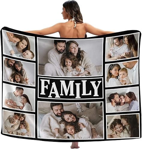 Miniatura 2 de Mantas personalizadas con fotos, manta personalizada con imagen para familia, mamá, papá, parejas, bebé, manta de fotos personalizada con collage de