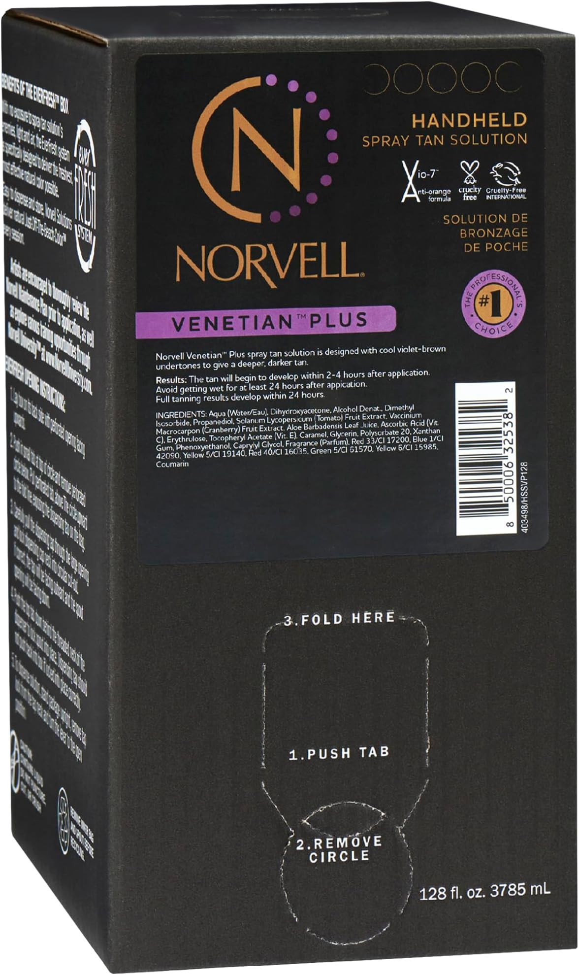 Norvell Premium Spray Tan Solution Venetian Plus 128 fl oz – Professional Sunless Tanning Formula for Deep Natural Bronze Glow, Streak Free, Fast Drying, Long Lasting Color