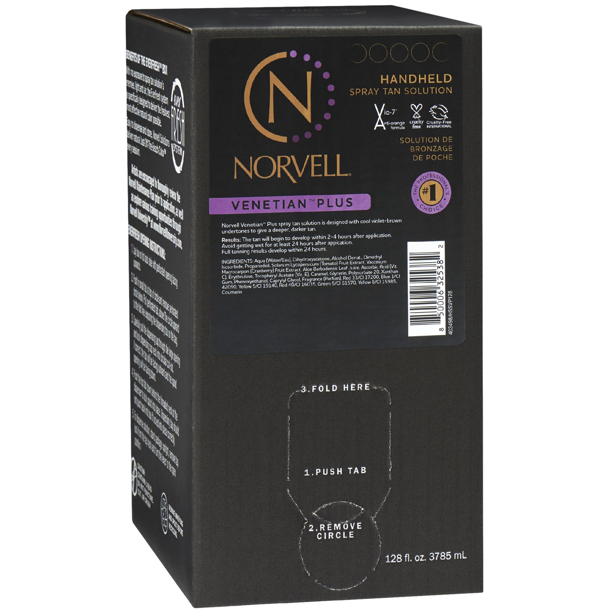 Norvell Premium Spray Tan Solution Venetian Plus 128 fl oz – Professional Sunless Tanning Formula for Deep Natural Bronze Glow, Streak Free, Fast Drying, Long Lasting Color