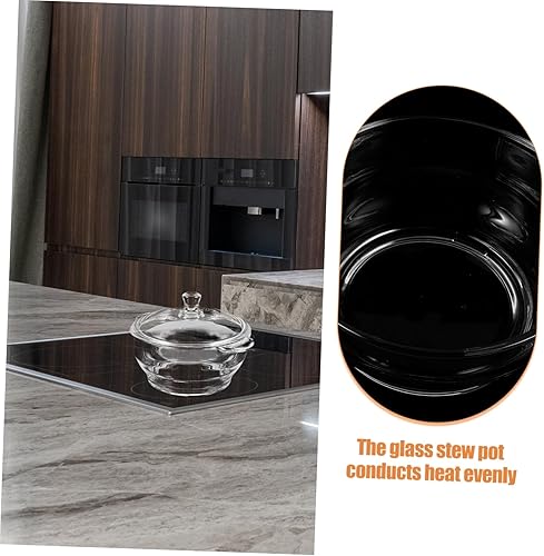 Miniatura 7 de Kichvoe Home Olla de vidrio transparente para estufa, cacerola de vidrio transparente con tapa, olla de pasta para microondas, sartén a prueba de