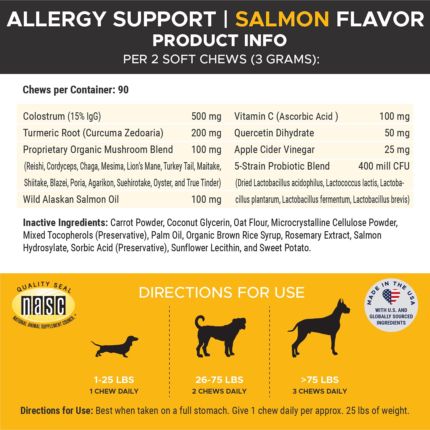 PetHonesty Dog Allergy Relief Chews, Omega 3 Salmon Fish Oil Probiotic