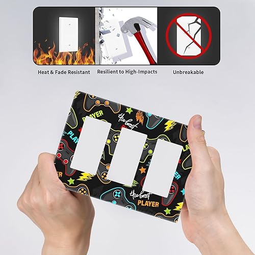 Vista 75 de Placa de pared con interruptor de luz de doble interruptor de pared para niños, diseño de dinosaurio, galaxia, espacio exterior, planeta, nebulosa