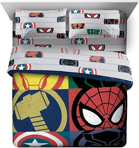 Vista 47 de Jay Franco Blippi & Meekah Trucks - Juego de edredón tamaño matrimonial, juego de sábanas y fundas de almohada de 7 piezas, color azul, juego