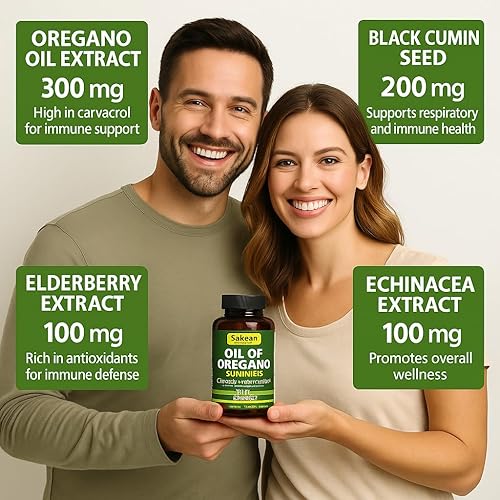 Miniatura 4 de Sakoon nutrition Gomitas de aceite de orégano  Apoyo inmunológico con aceite de orégano 300 mg, semillas de comino negro, saúco, equinácea