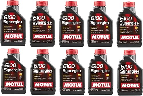 Miniatura 1 de Motul 108646 Juego de 10 botellas de aceite de motor 6100 Synergie+ 10W-40 de 1 litro
