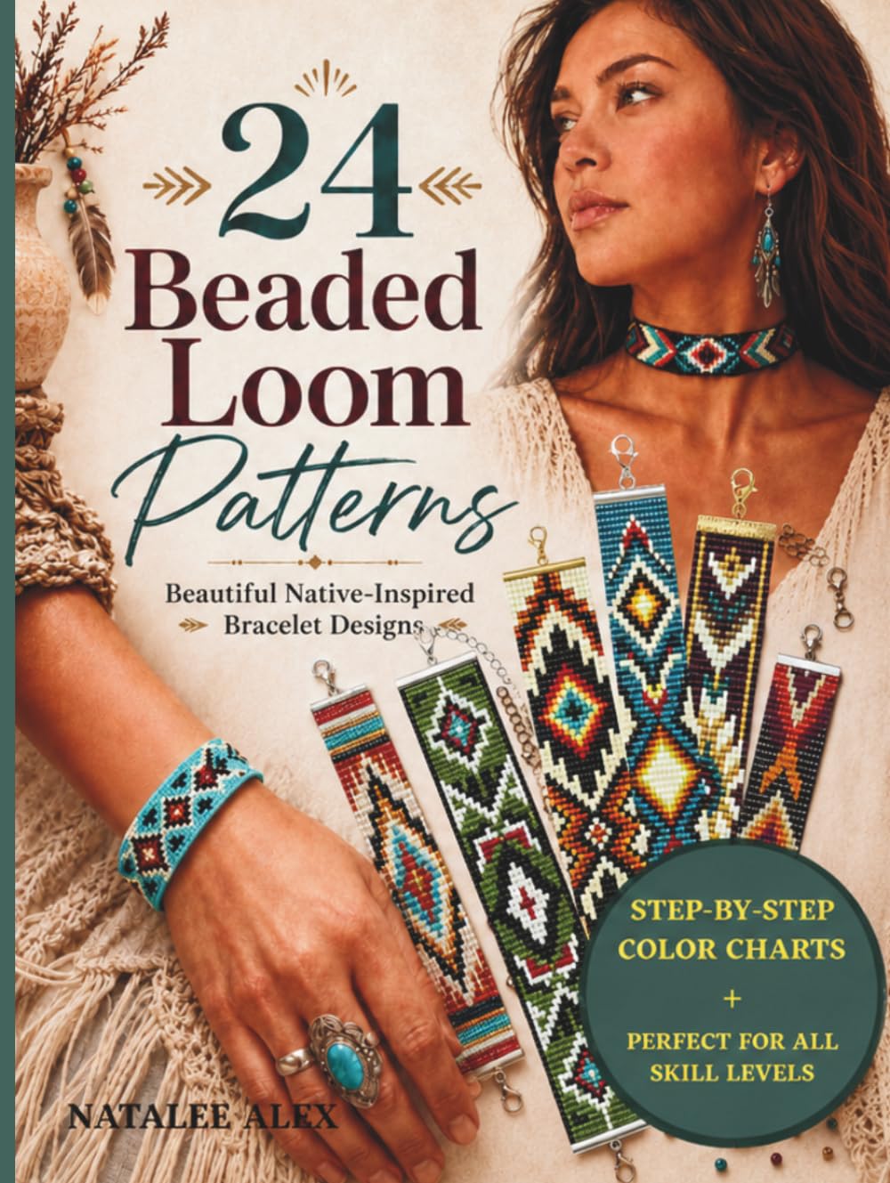 24 Beaded Loom Patterns: Beautiful Native-Inspired Bracelet Designs with Color Charts for Creative Beadwork