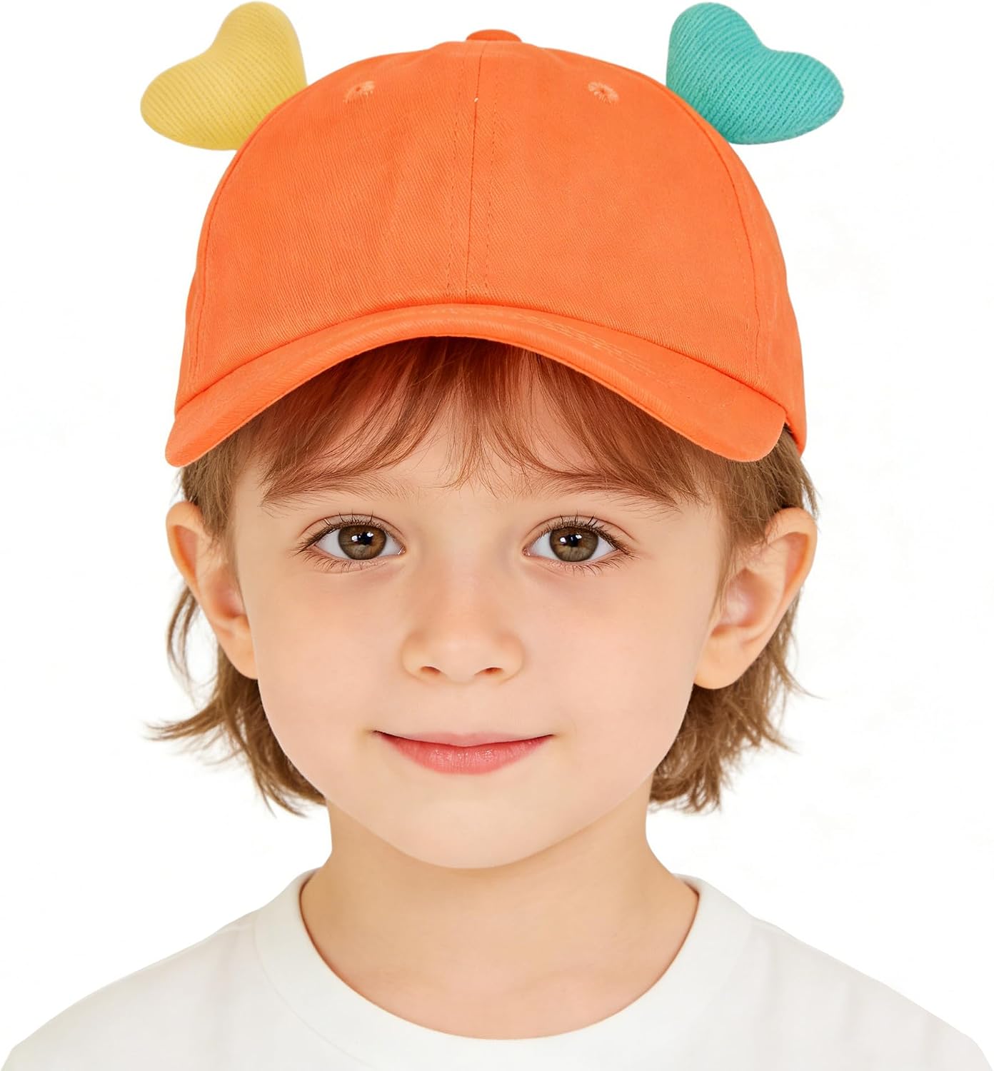 Kids Cotton Outdoor Baseball Hat Cute Heart Decor Beach Sun Hat for Boys Girls Summer Sports UV Protection Cap