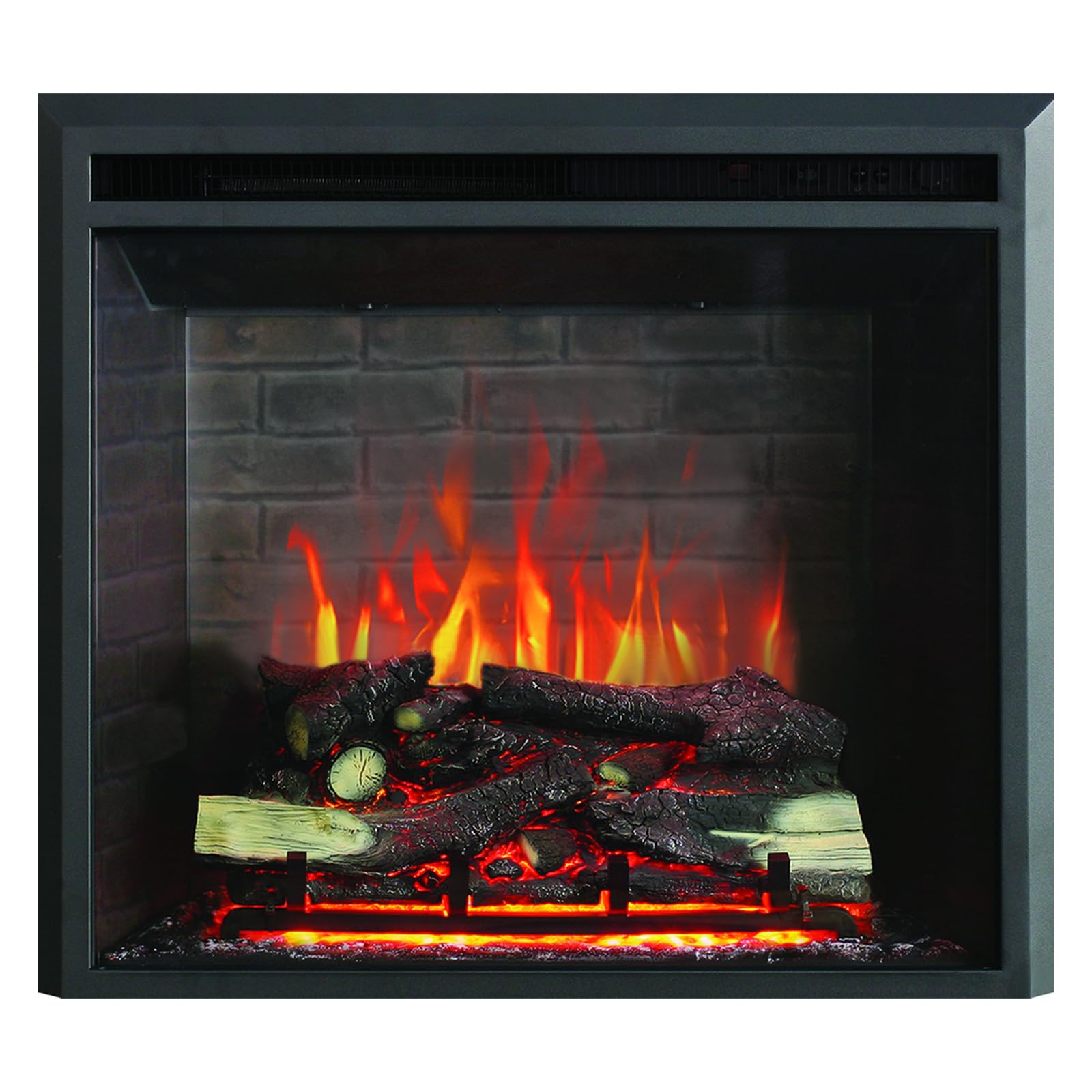 FLAMME 28 inch Electric Fire Insert for Media Wall or Mantel, Wembury | 2kW Heater (1000W/2000W), 3 Flame Effects, Crackle Sound, Fits Media Walls & Mantel Surrounds, Remote Control