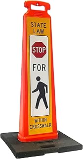 STOP FOR PEDESTRIAN Vertical Panel Sign Kit, Double-sided, Reflective sheeting. Crossing sign for School Zones/Crosswalks. STOP FOR PEDESTRIAN Vertical Panel & 20lb Base (Sign and base ship separately)