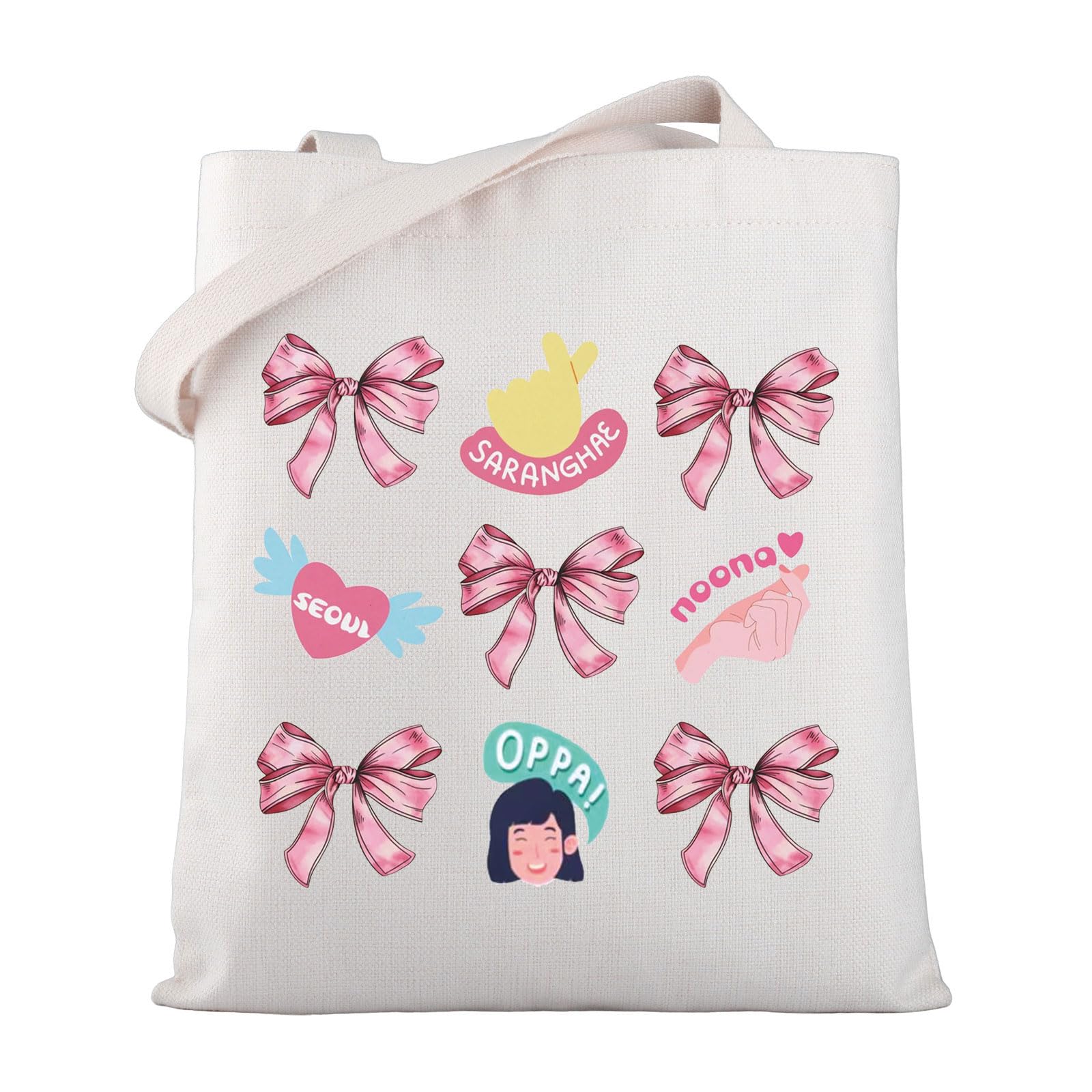 WSNANG Coquette Cute K-drama Tote Bag K-drama Lover Shoulder Bag Korean Style K-drama Fans Gift Pink Coquette Bow Gift