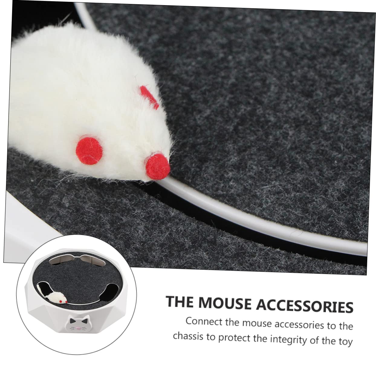YARNOW Jouet Électrique Interactif pour Chaton Souris Fouisseuse en Abs Blanc, Fonctionnant 3 Piles AA, pour Stimuler Le Jeu Intérieur des Chats