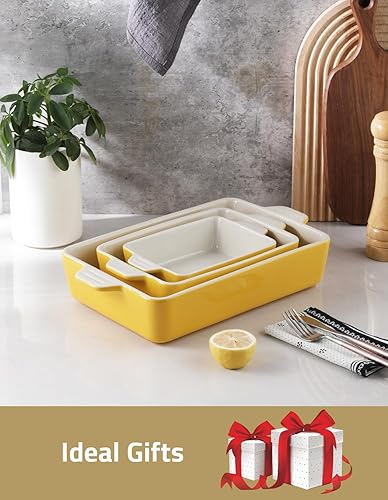 Miniatura 6 de Sweejar Ceramic Bakeware Set, Rectangular Baking Dish for Oven Lasagna Pans for Cooking, Kitchen, Cake Dinner, Banquet and Daily Use, 11.8 x 7.8 x
