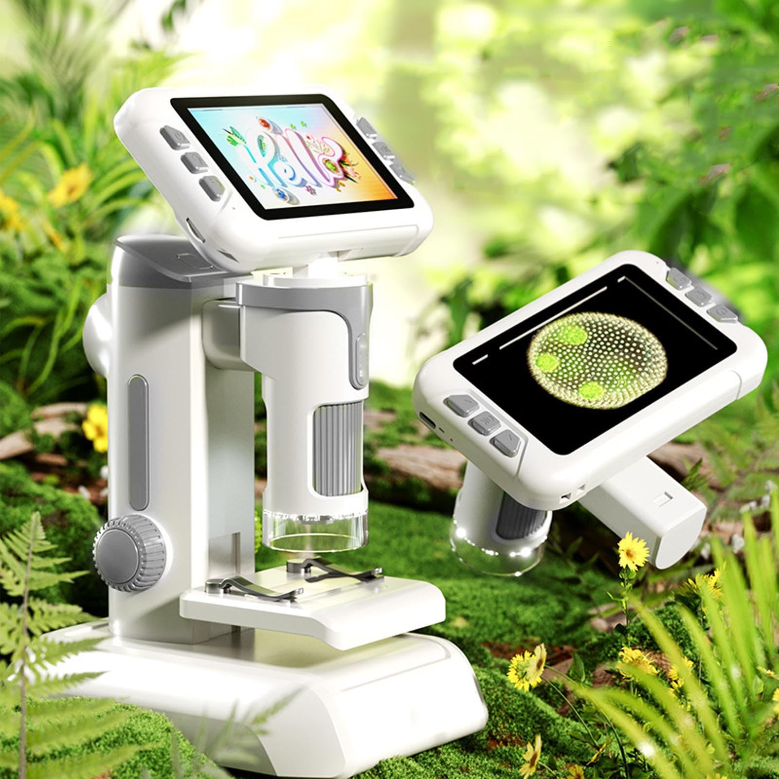 Alomejor Microscopio para Niños 1600X con Pantalla LCD (Gray)