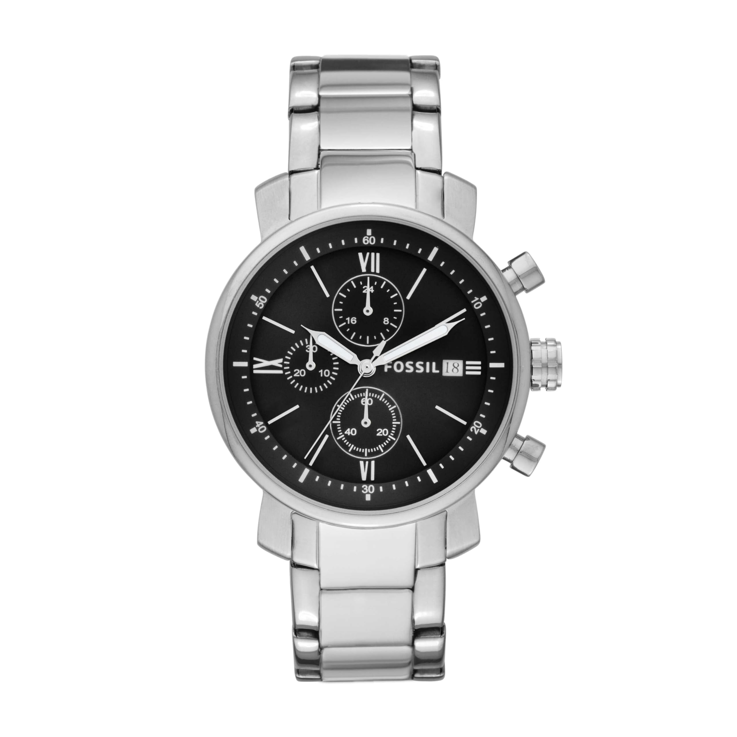 Fossil Stainless Steel Analog Black Dial Mens Watch-Bq1000, Band Color-Silver (B00FNU1M7M) Amazon Price History, Amazon Price Tracker