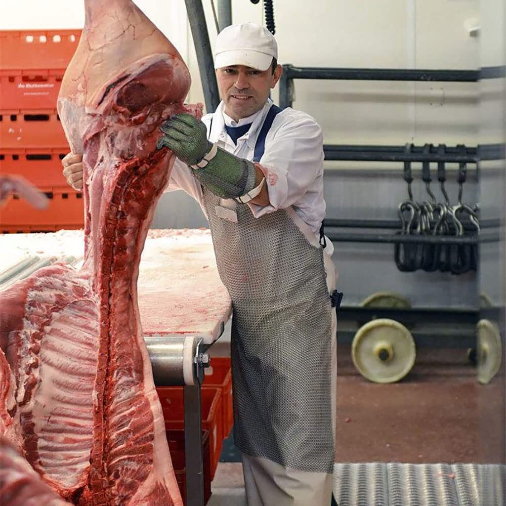 Delantal Delantal Resistente Al Corte De Acero Inoxidable, Cocina De La Cocina De La Carne De Matadero Delantal De Corte De Carne, Correa De Hombro Ajustable