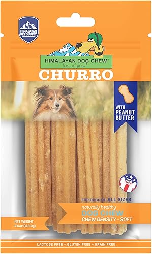 Himalayan Dog Chew Churro Yak Cheese - Masticables para perros, 100% naturales, de larga duración, sin gluten, saludables y seguros, sin lactosa y