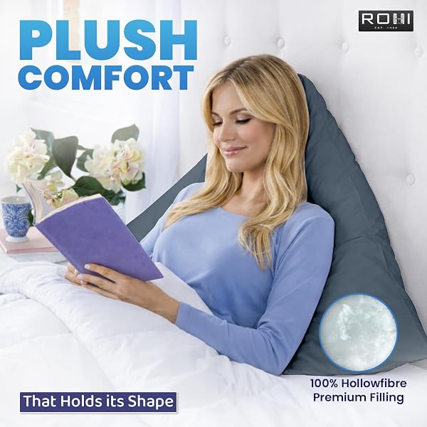 Rohi Orthopaedic V Pillow with Pillowcase – Anti Allergy Triangle pillows for Adults, Nursing, Maternity & Pregnancy – Extra Hollowfibre Cushioning to Supports Neck, Head & Back (Grey) - 4