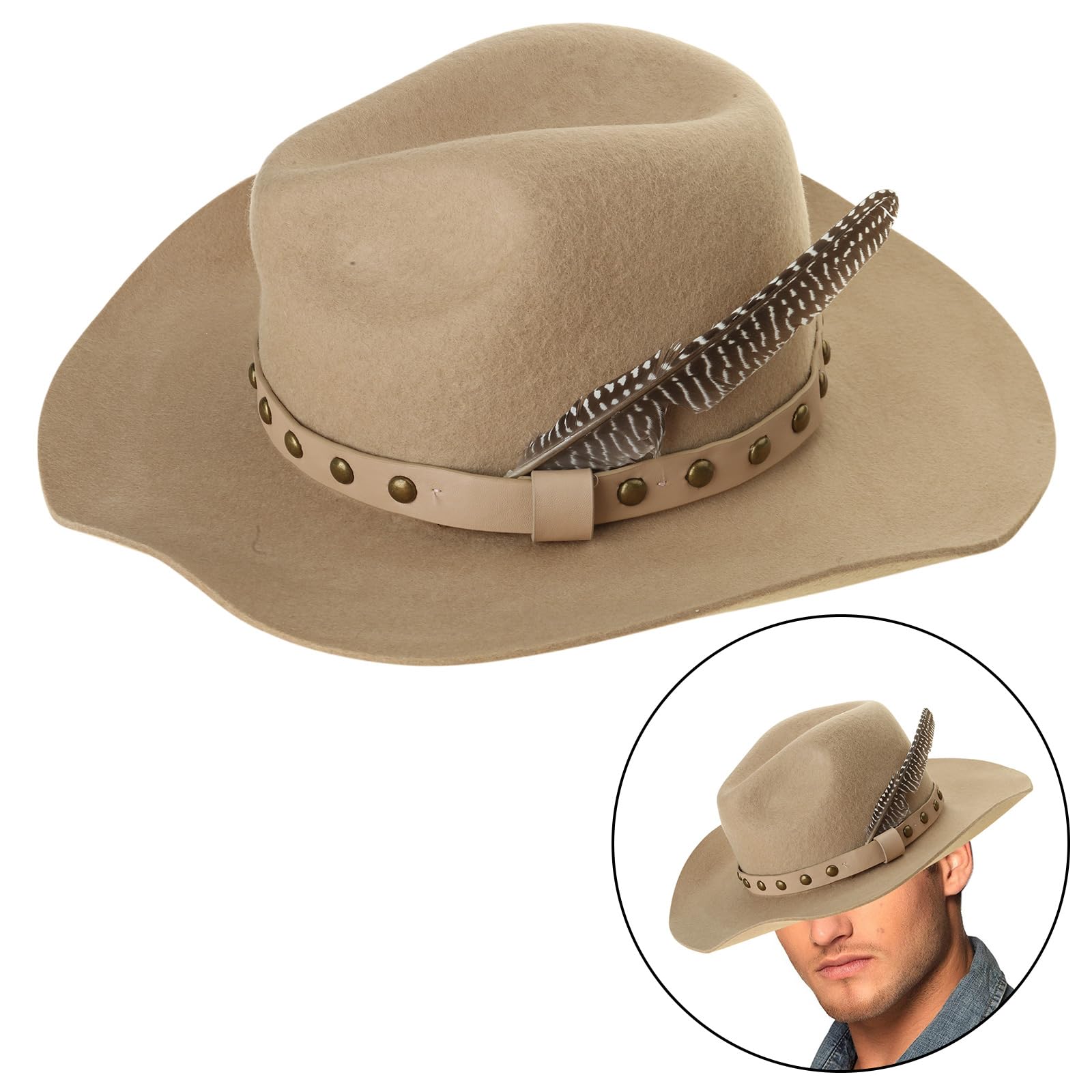 Elegante cappello Fedoras per donne maschili partito con cintura cosplay costume cowboy cappelli hippiesHat spettacoli teatrali cappello a tesa larga per festival musicale