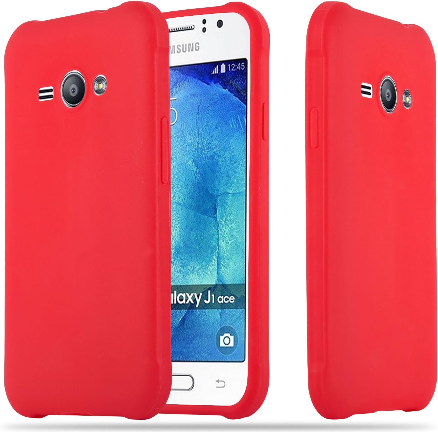 Case Compatible with Samsung Galaxy J1 ACE in Candy RED - Shockproof and Scratch Resistant TPU Silicone Cover - Ultra Slim Protective Gel Shell Bumper Back Skin