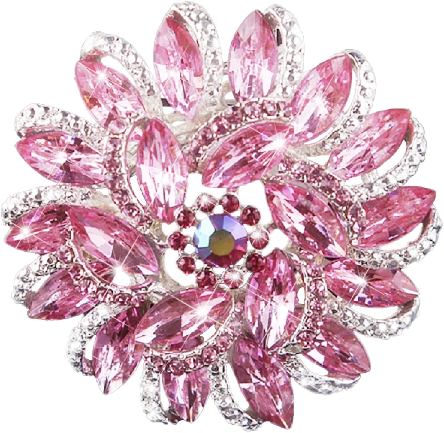 Kedybaurio Crystal Diamond Flower Brooch Pin for Women Girls Brides
