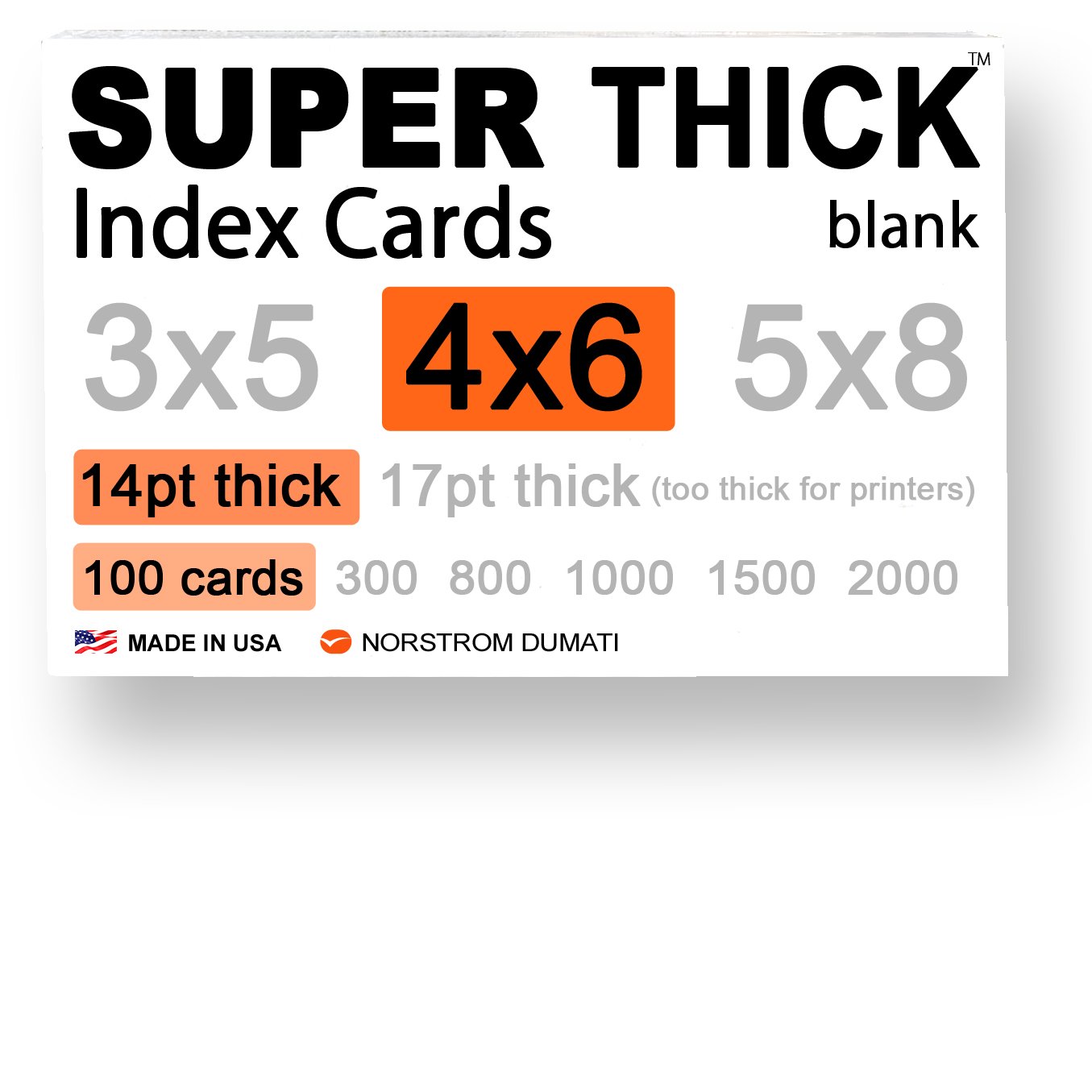100 super thick index cards / 4"x6" / 14pt (0.014") 100lb / blank un ruled / 97 white / note cards post cards flash cards / extra heavy weight duty, acid free, 4 x 6 card stock buy 100 super thick index