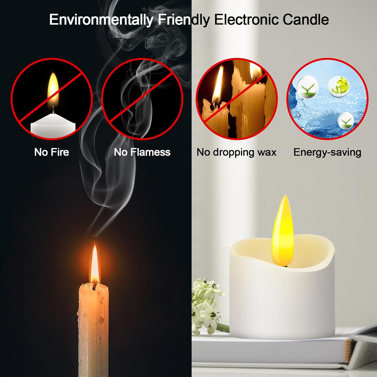 12 Pack Tea Light Candles with Timer Flameless Flicker LED Battery Operated Tealight for Wedding Party Home Christmas Decoration Seasonal & Festival Celebration (Warm White)